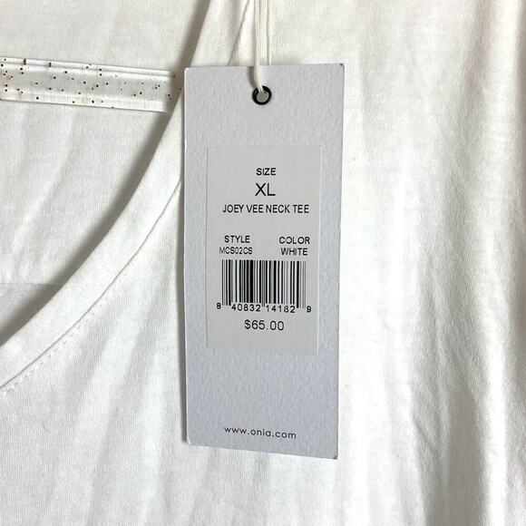 Onia NWT Men's Joey Vee Neck T Shirt White Size XL - Picture 6 of 8
